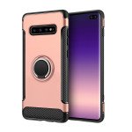 Wholesale Galaxy S10+ (Plus) 360 Rotating Ring Stand Hybrid Case with Metal Plate (Rose Gold)